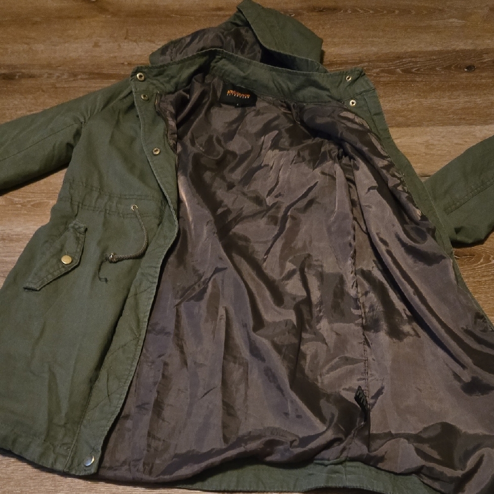 Ambiance Olive Green Utility Anorak Jacket - Picture 9 of 9